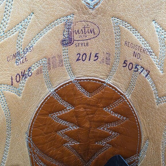 Vintage Justin Mens 10.5E Wide Pumpkin Orange Tan Leather Cowboy Western Boots - Picture 9 of 16